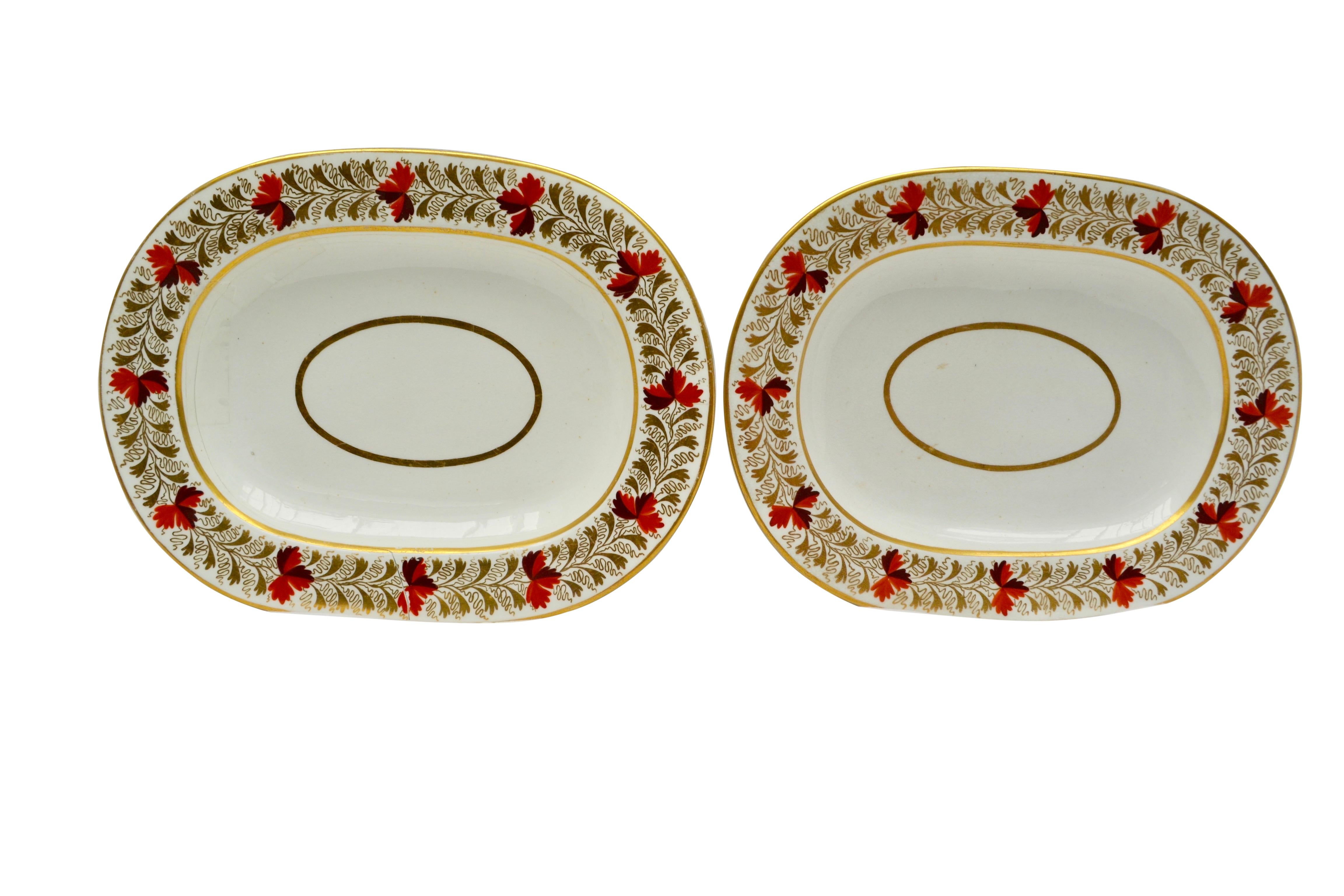English Two Pairs of Early 19th Century Coalport Porcelain Serving Dishes