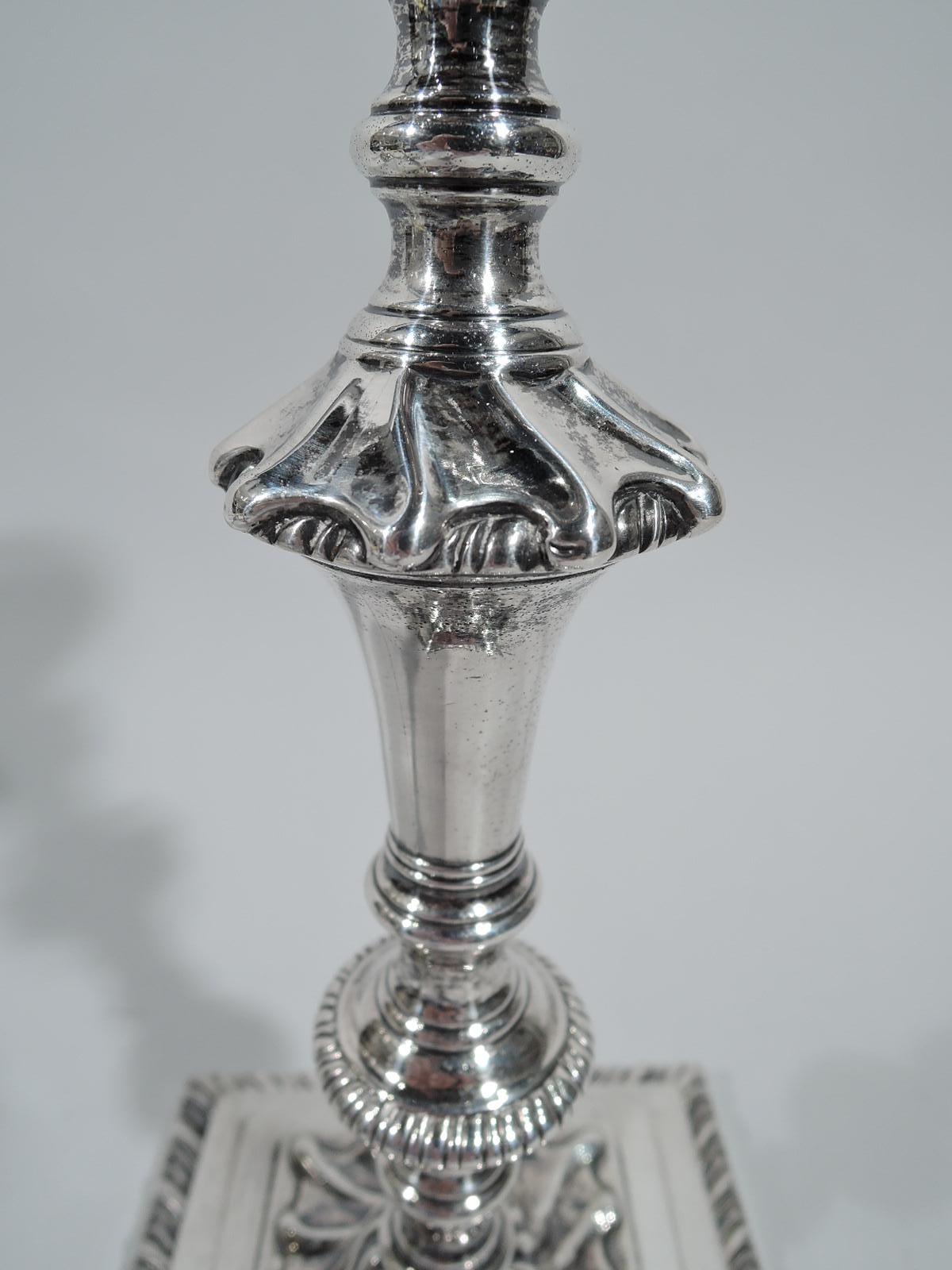 Two Pairs of English Georgian Sterling Silver Candlesticks 2