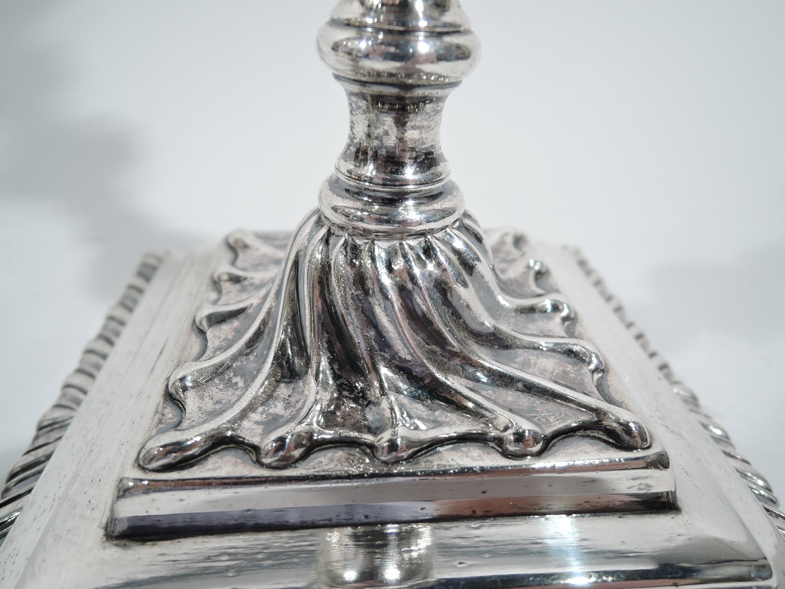 Two Pairs of English Georgian Sterling Silver Candlesticks 3