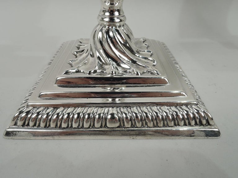 Two Pairs of English Mid-Century Georgian Sterling Silver Candlesticks For Sale 1