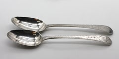 Two Pairs of English Silver Serving Spoons.