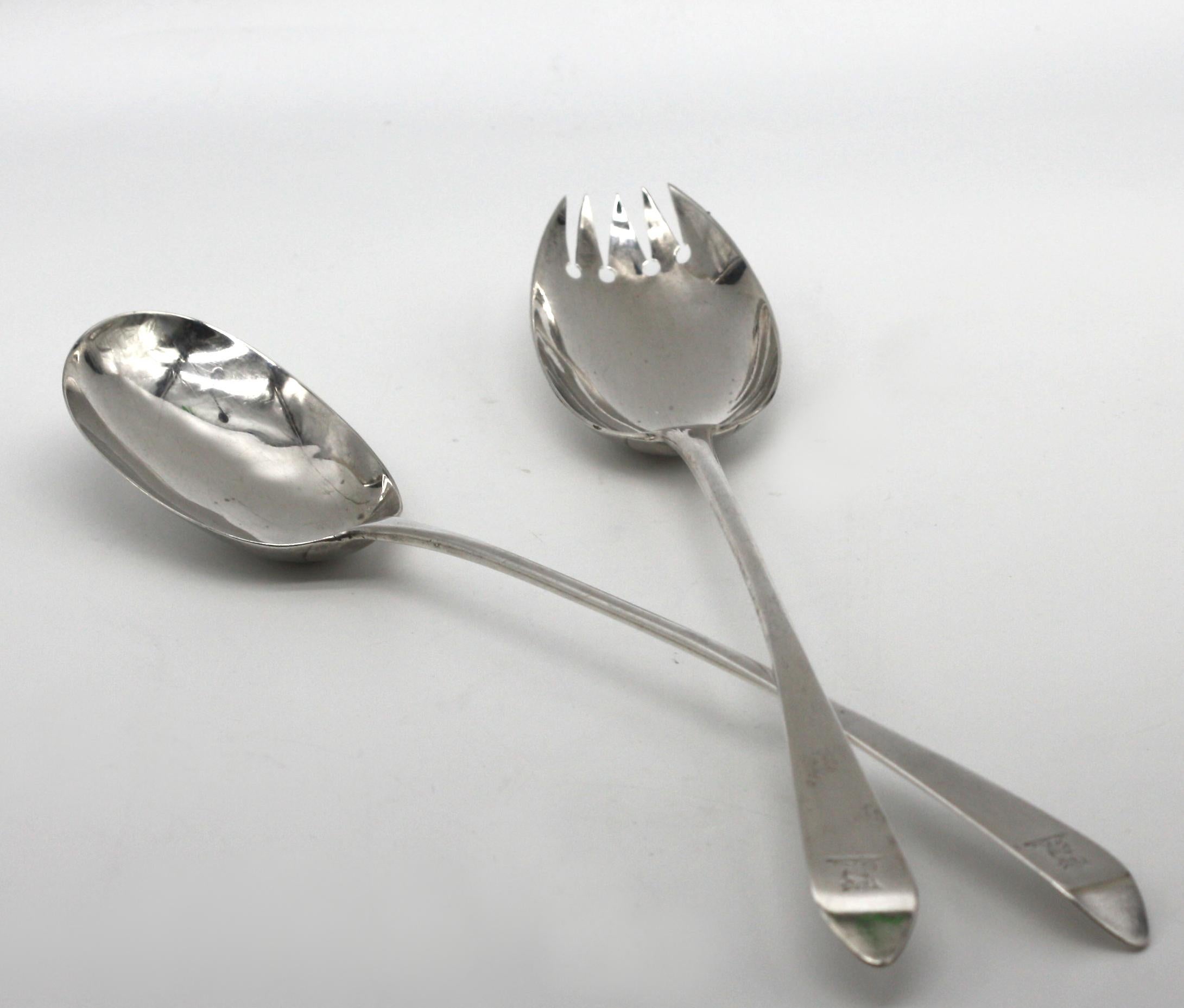 Two Pairs of English Silver Serving Spoons. For Sale 2