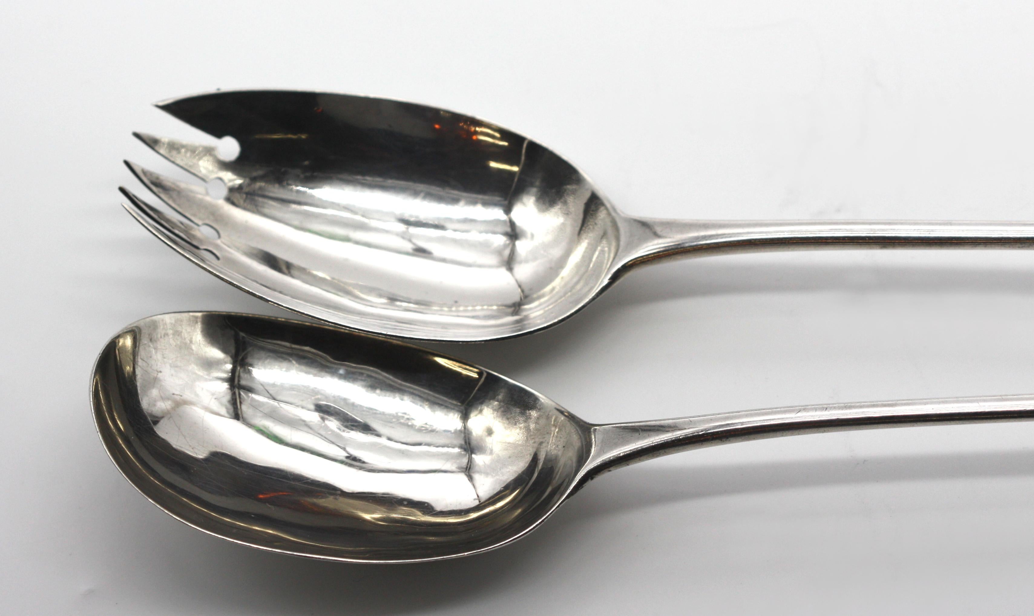 Two Pairs of English Silver Serving Spoons. For Sale 4