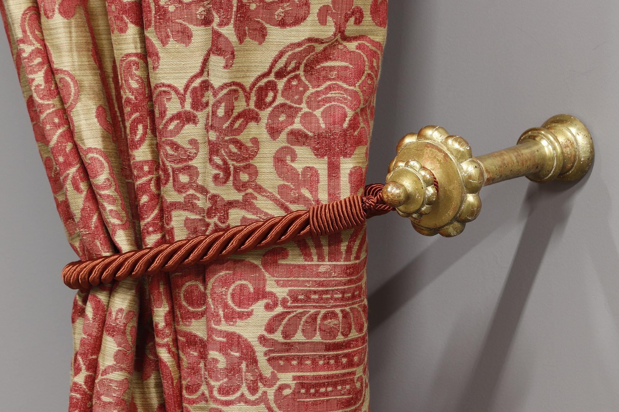 Two Pairs of Fadini-Borghi Curtains and Their Valances Topped by a Gilded Wood 7