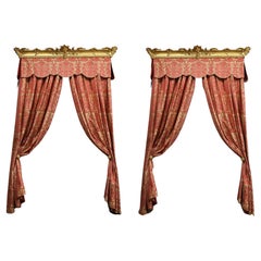 Two Pairs of Fadini-Borghi Curtains and Their Valances Topped by a Gilded Wood