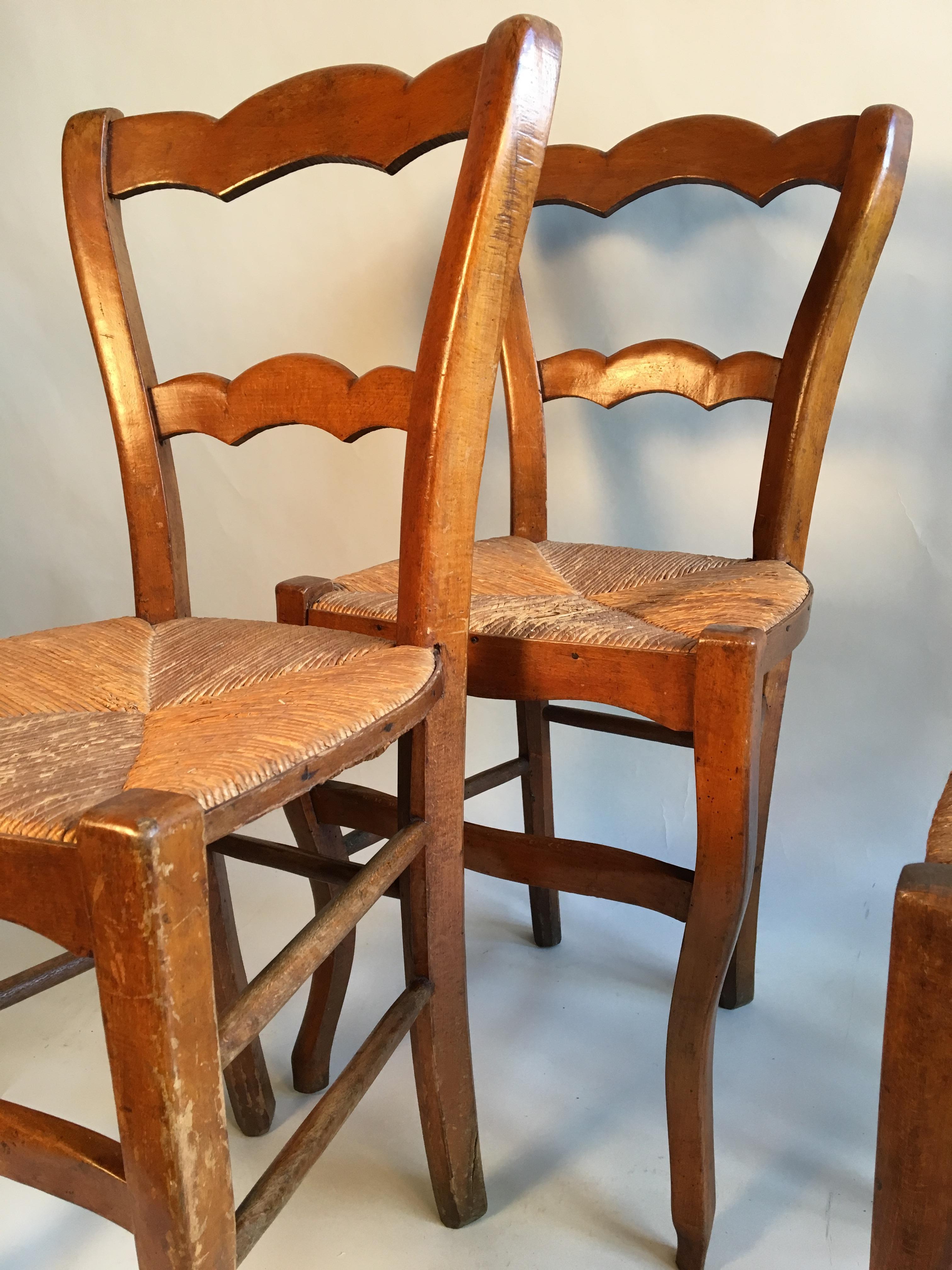 Two Pair of French Country Side Chairs In Good Condition In Doylestown, PA
