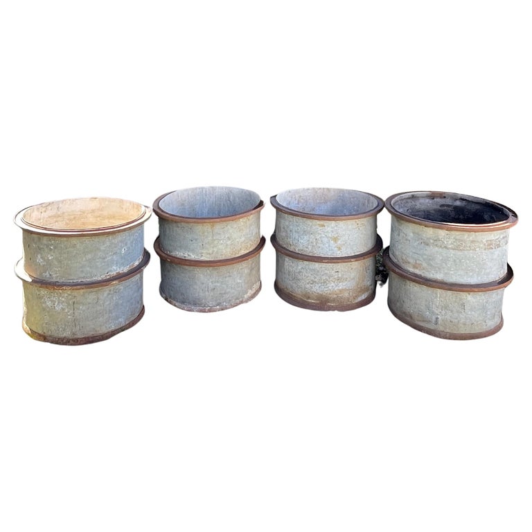 Two Pairs of French Galvanized Steel and Iron Tubs/Planters at 1stDibs