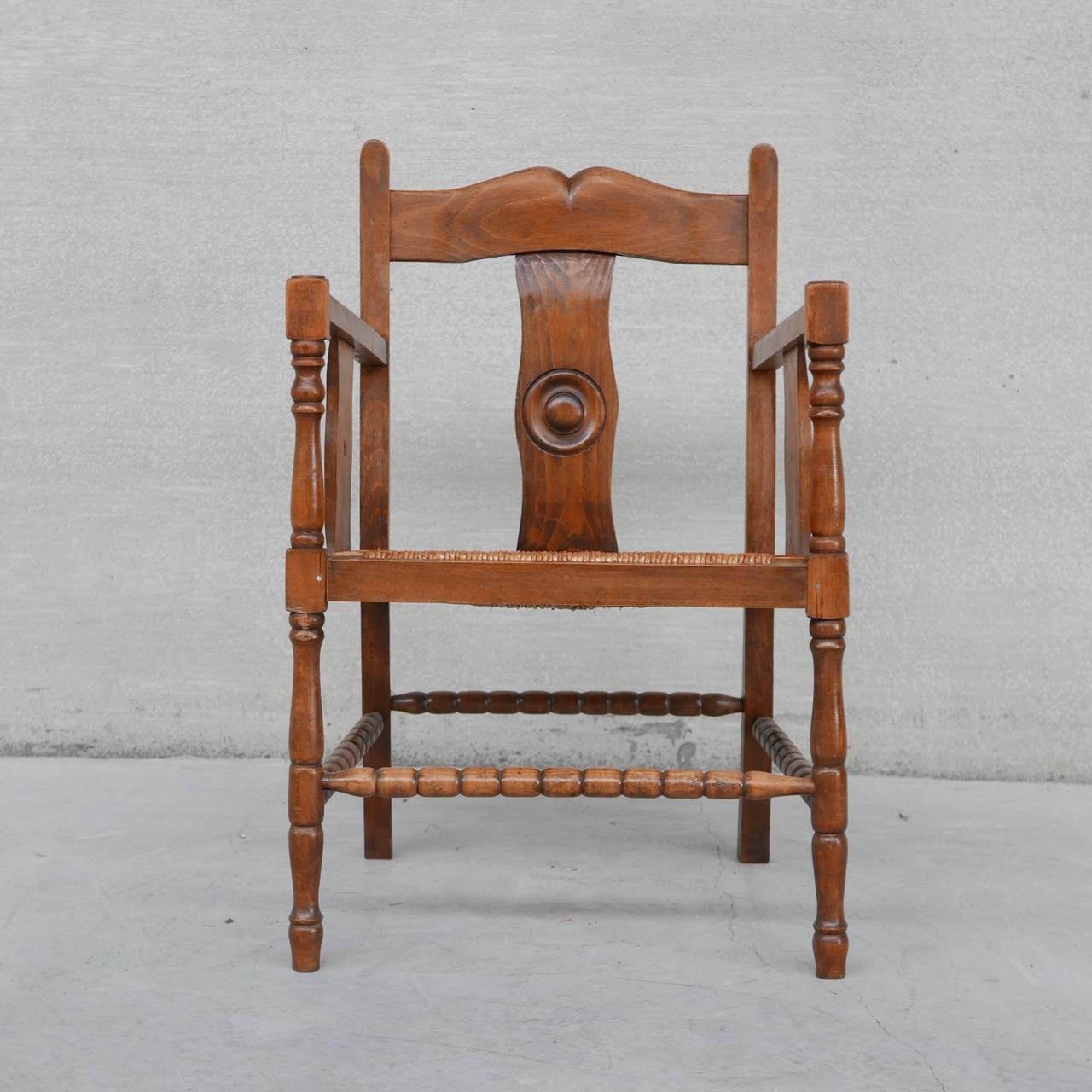 Paar französische Sessel aus Binsen-Eiche aus der Mitte des Jahrhunderts im Angebot 14