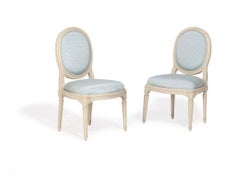 Two Pairs of French White Painted Louis XVI Chairs, Signed Nadal, 1733-1783