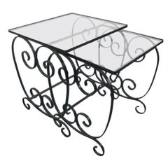 Two Pairs of French Wrought Iron Nest of Tables