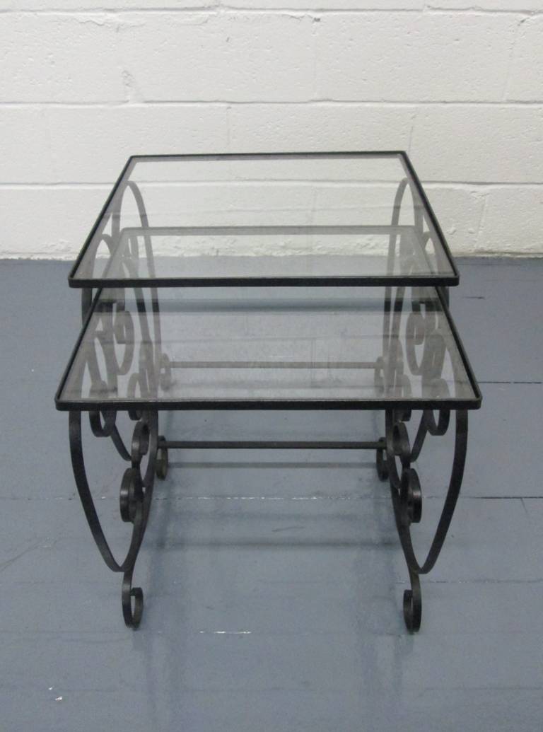 Two Pairs of French Wrought Iron Nest of Tables In Good Condition For Sale In New York, NY