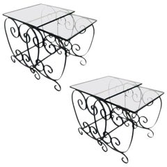 Two Pairs of French Wrought Iron Nest of Tables