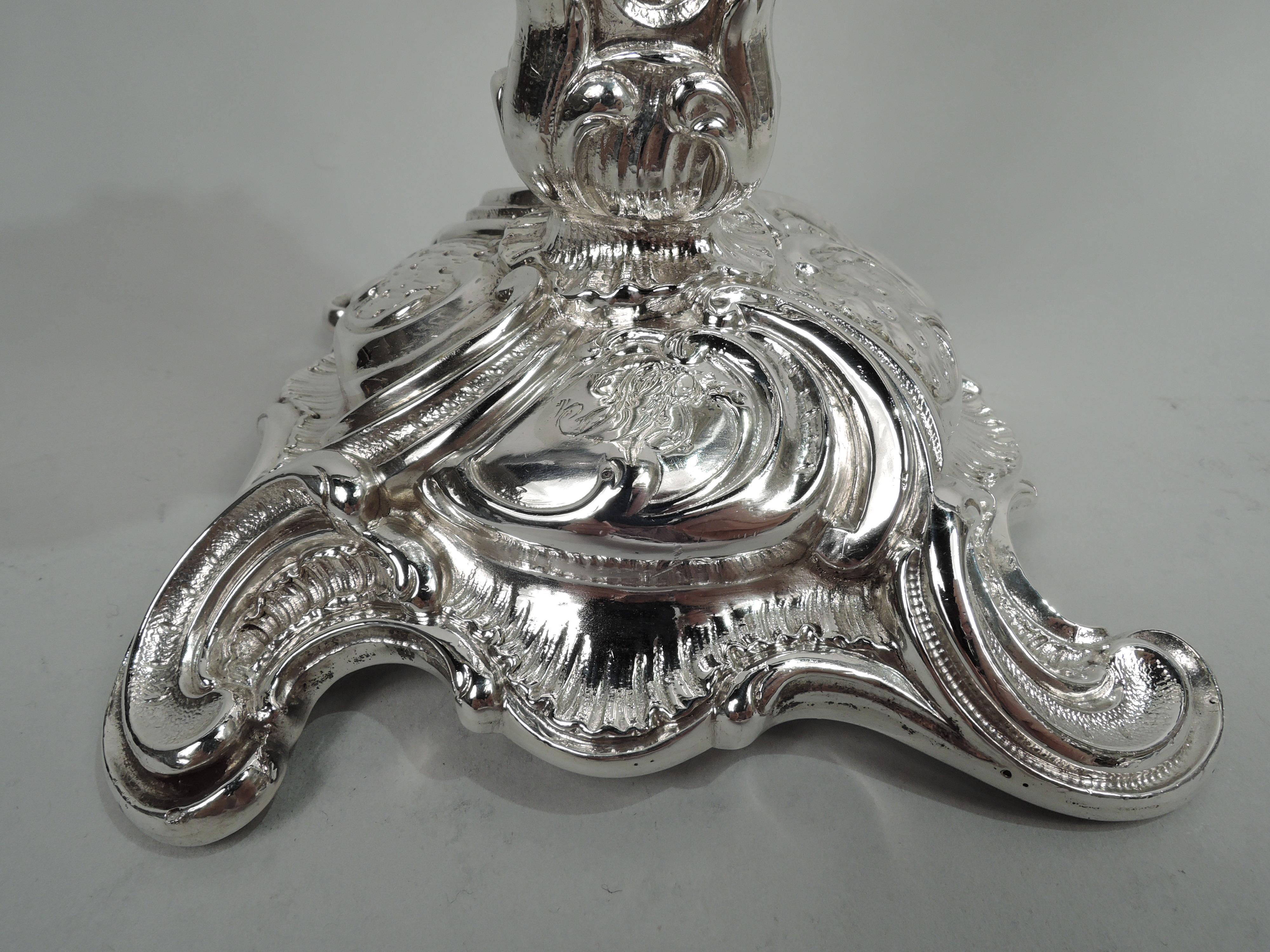 Deux paires de candélabres en argent Art Nouveau Rococo allemand à 2 lumières en vente 2