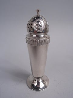 Two Pairs of Gorham Medallion Coin Silver Salt & Peppers with Spoons