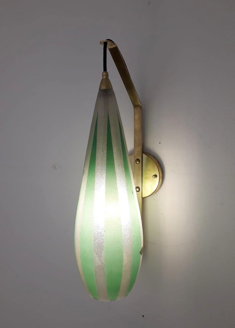 Italian Pair of Green Stripes Sconces