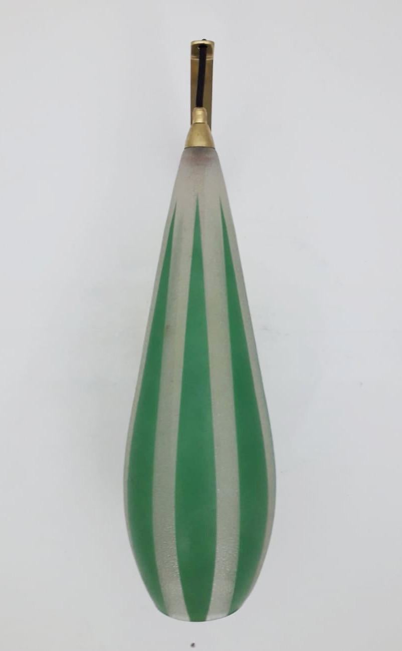 Pair of Green Stripes Sconces In Good Condition In Los Angeles, CA