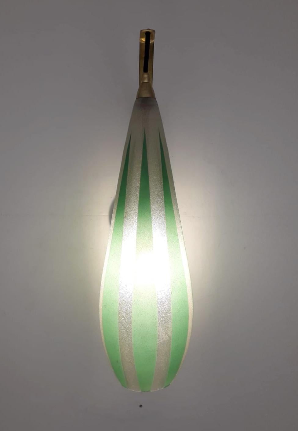 20th Century Pair of Green Stripes Sconces