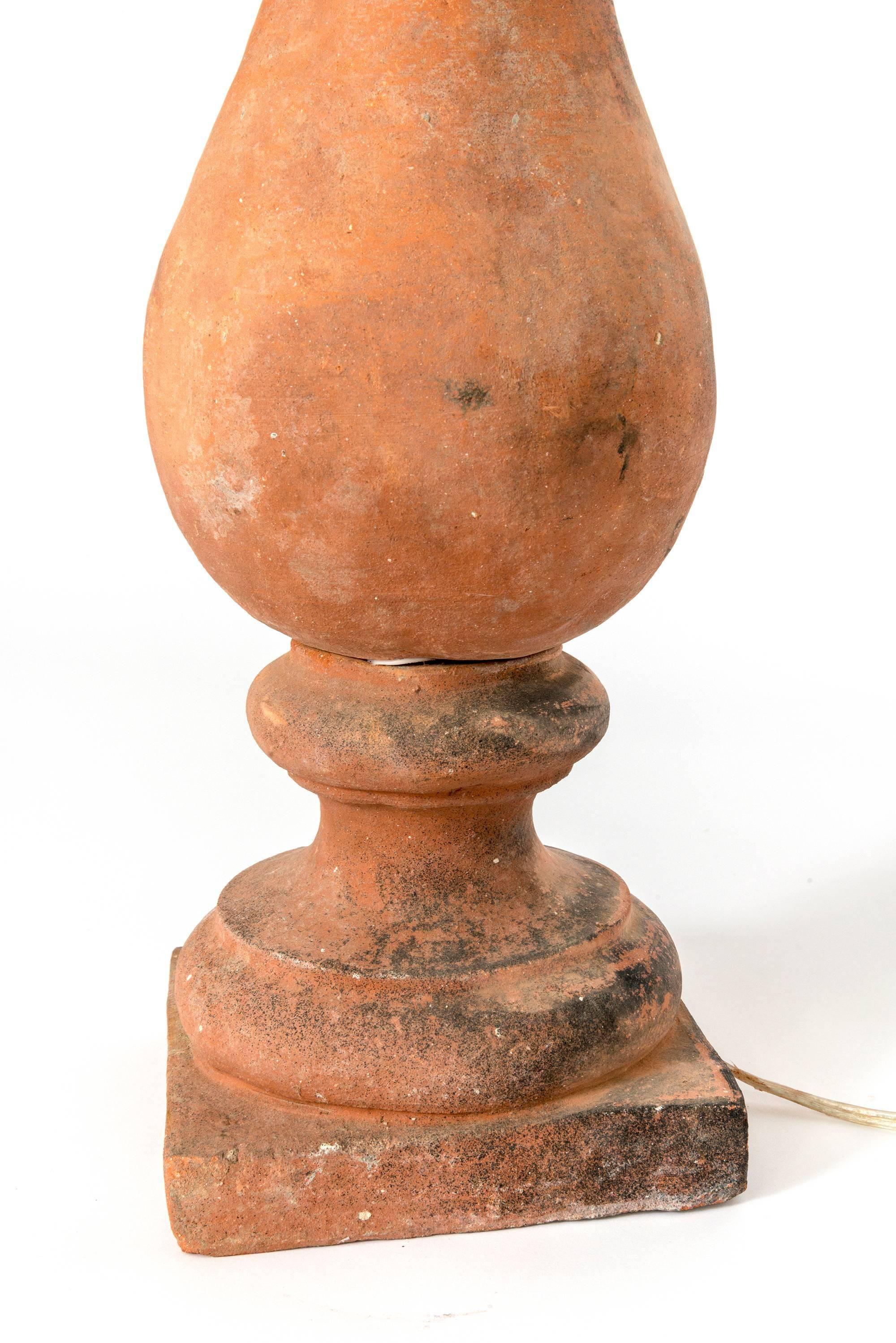 Pair of Hand Molded Red Terra Cotta Table Lamps with New Us Approved Wiring In Good Condition In Washington, DC