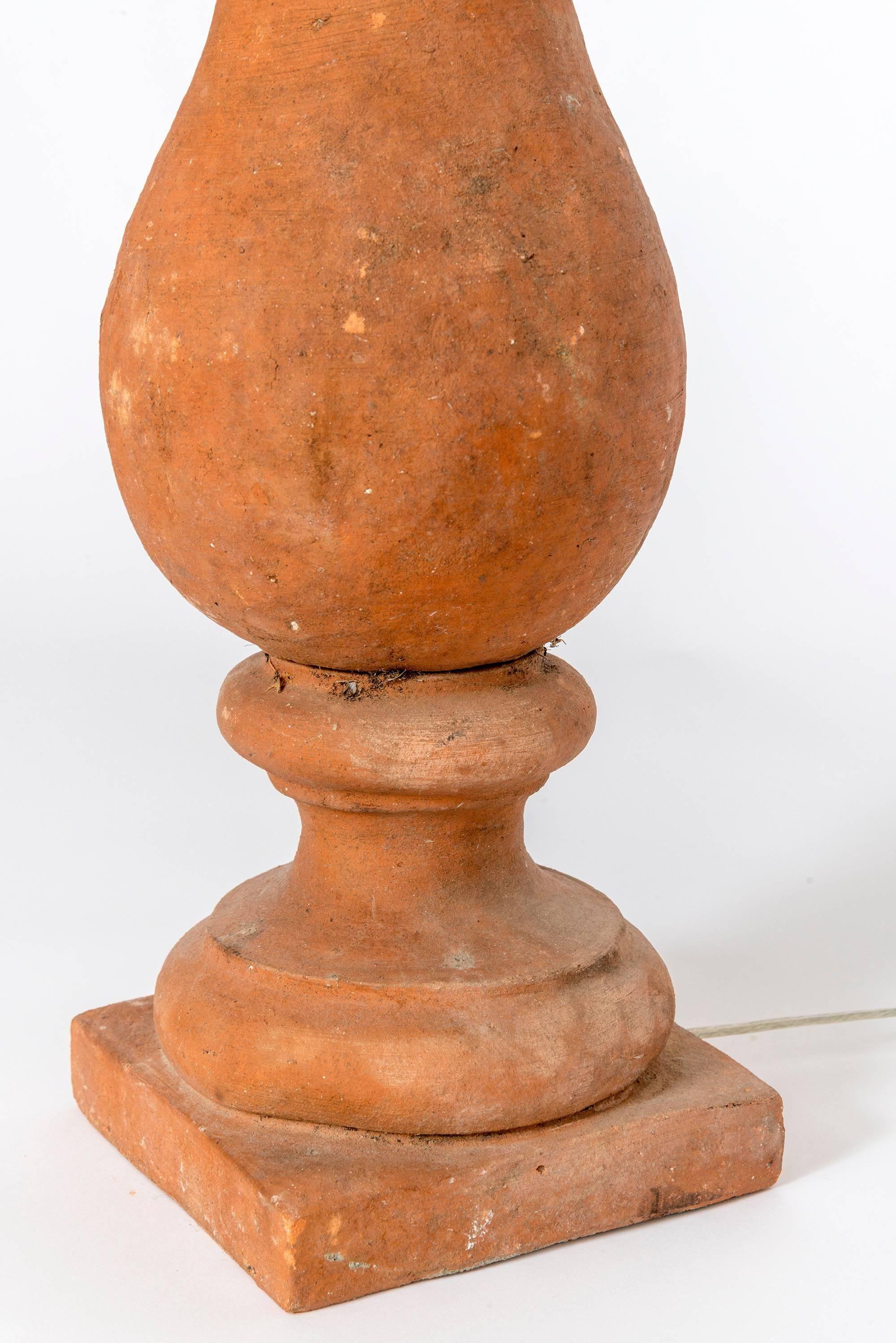 Pair of Hand Molded Red Terra Cotta Table Lamps with New Us Approved Wiring 2