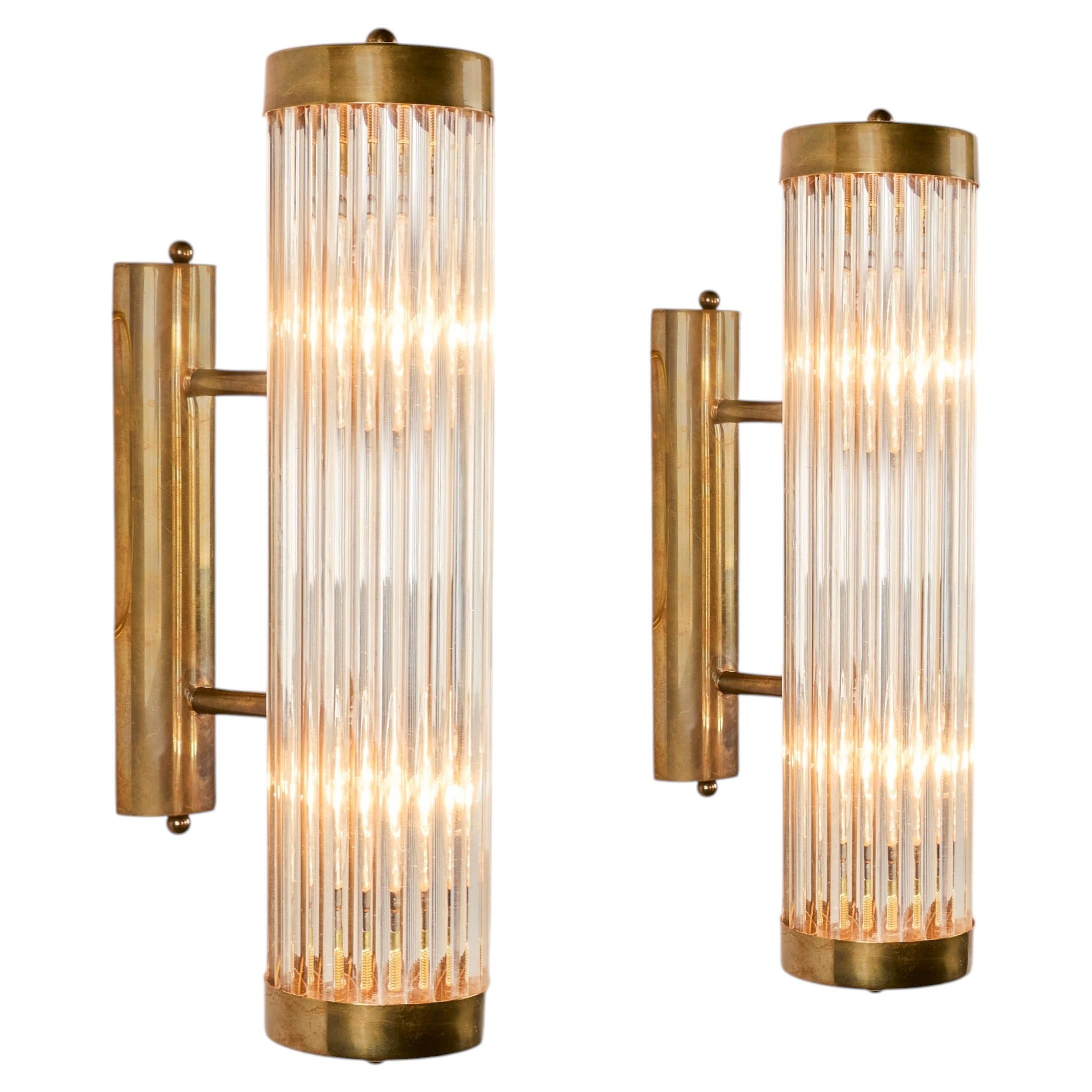Two pairs of Italian Brass Arm Wall Lights IP44 rated For Sale