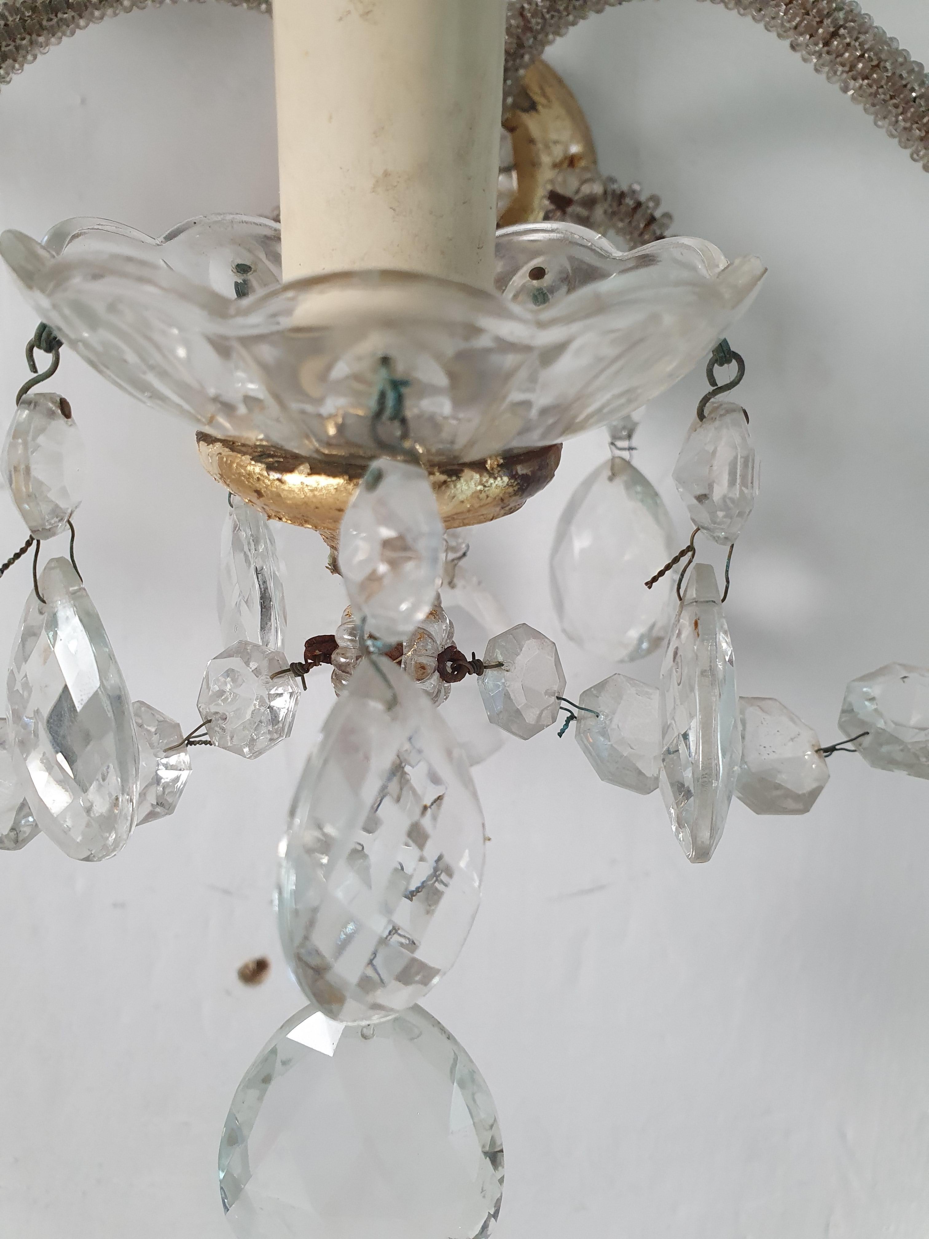 20th Century Two Pairs of Italian Crystal Wall Sconces For Sale