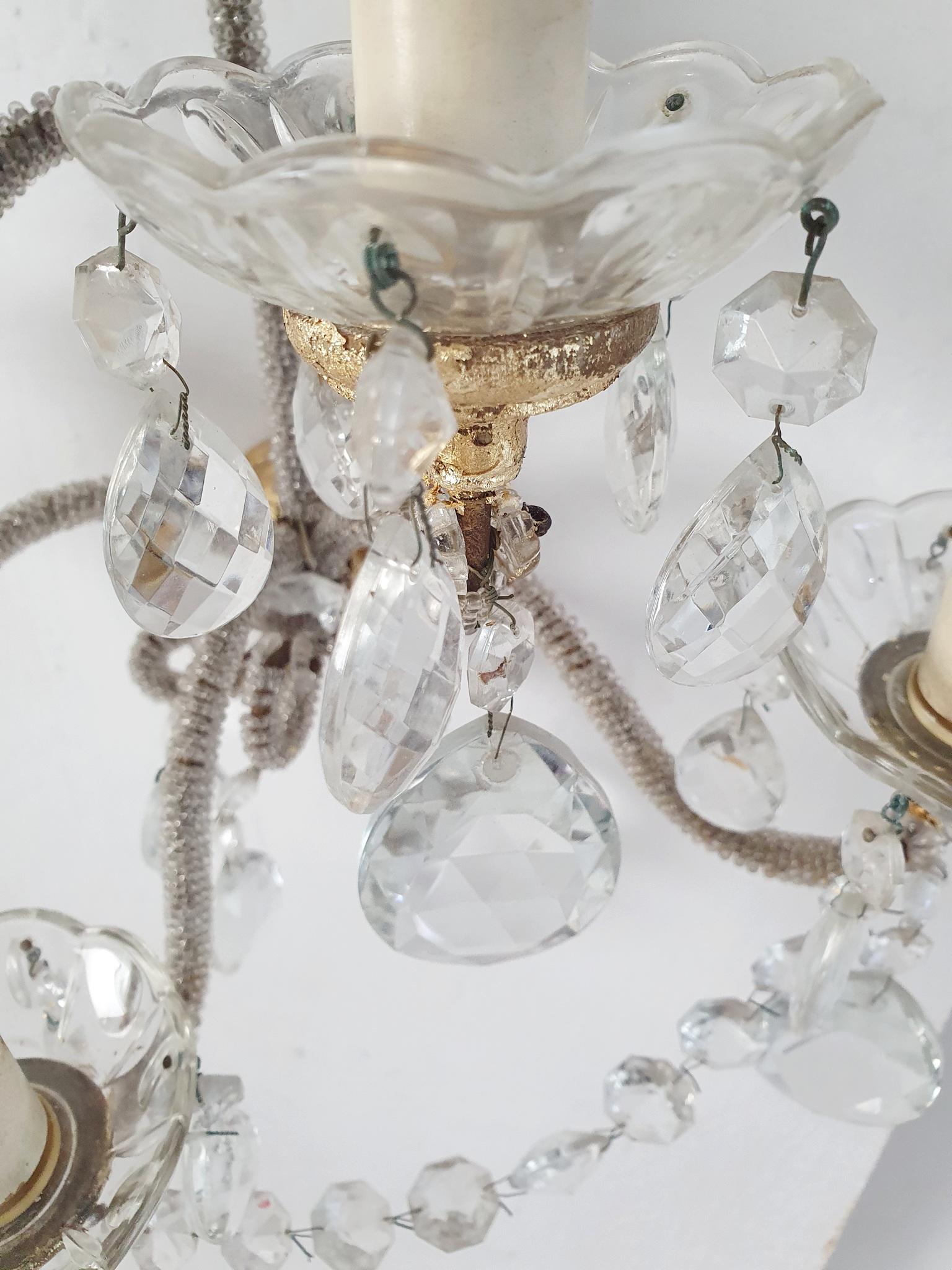 Two Pairs of Italian Crystal Wall Sconces For Sale 2