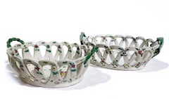 Two Pairs of Italian Maiolica Baskets, circa 1780