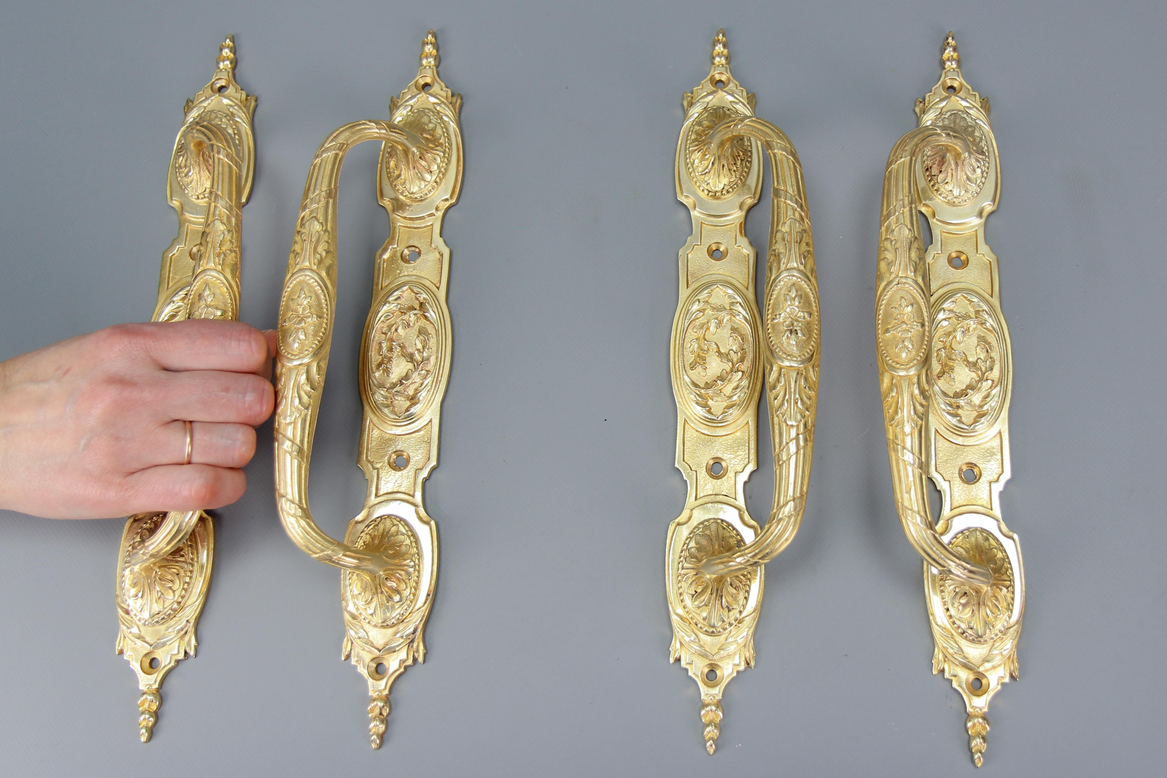 One Pair of Large Antique Louis XVI Style Bronze Door Handles, circa 1890 7