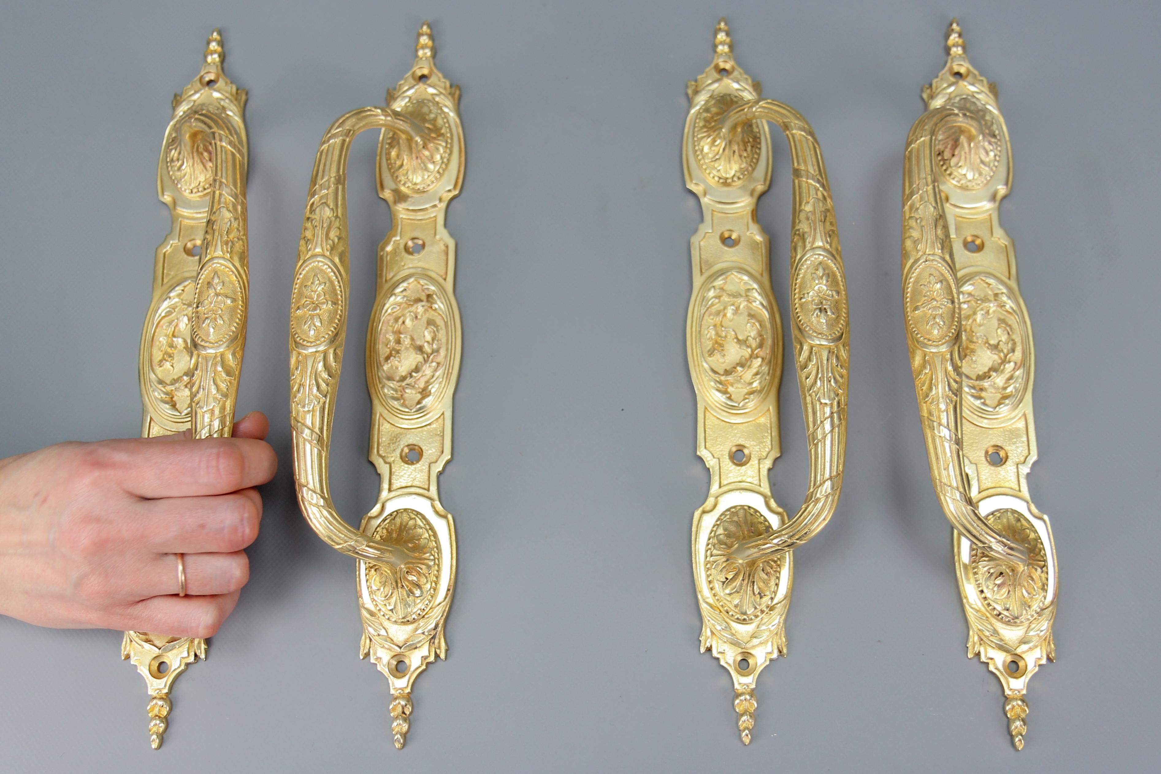 One Pair of Large Antique Louis XVI Style Bronze Door Handles, circa 1890 8