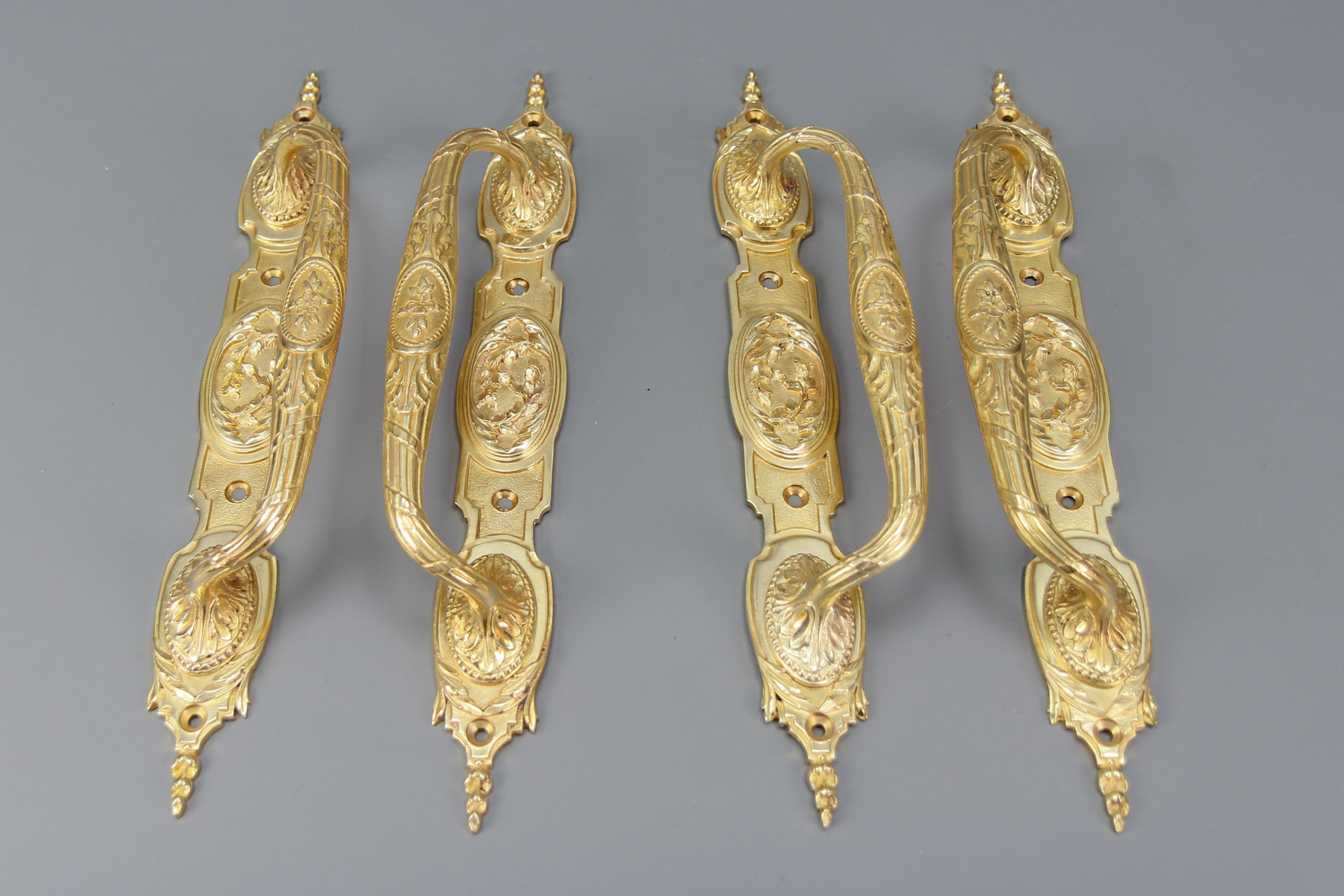One Pair of Large Antique Louis XVI Style Bronze Door Handles, circa 1890 9