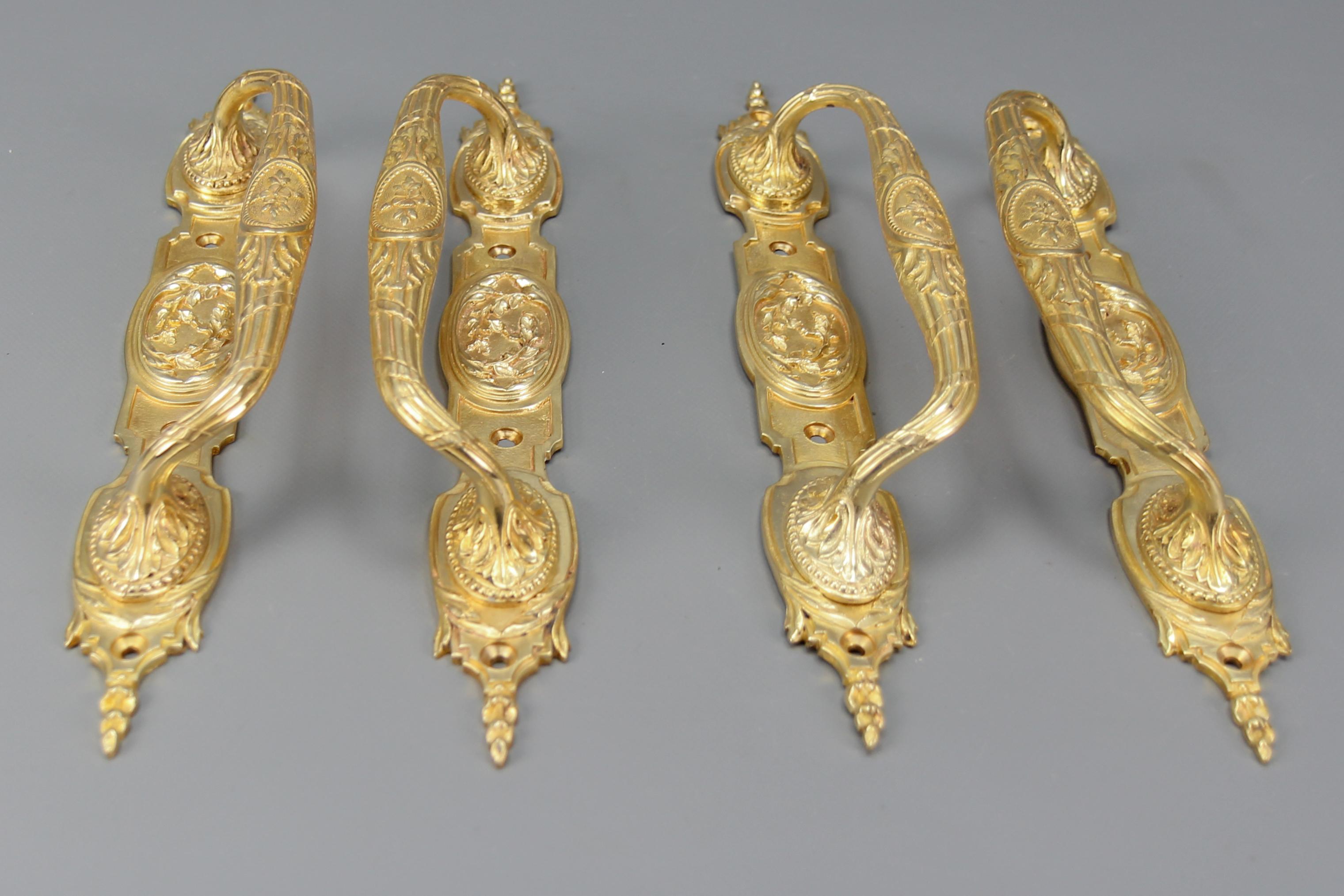 One Pair of Large Antique Louis XVI Style Bronze Door Handles, circa 1890 1