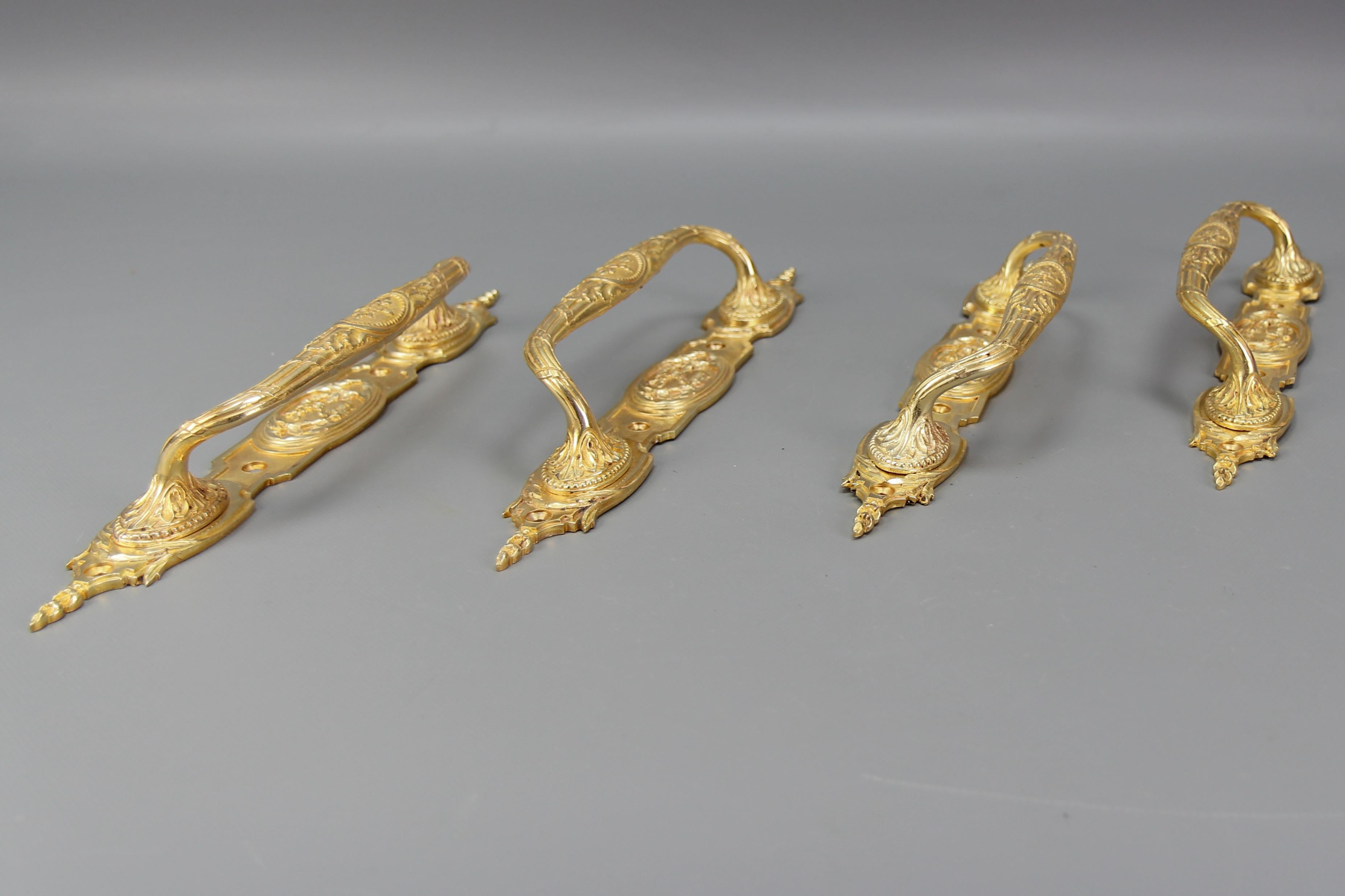 One Pair of Large Antique Louis XVI Style Bronze Door Handles, circa 1890 2