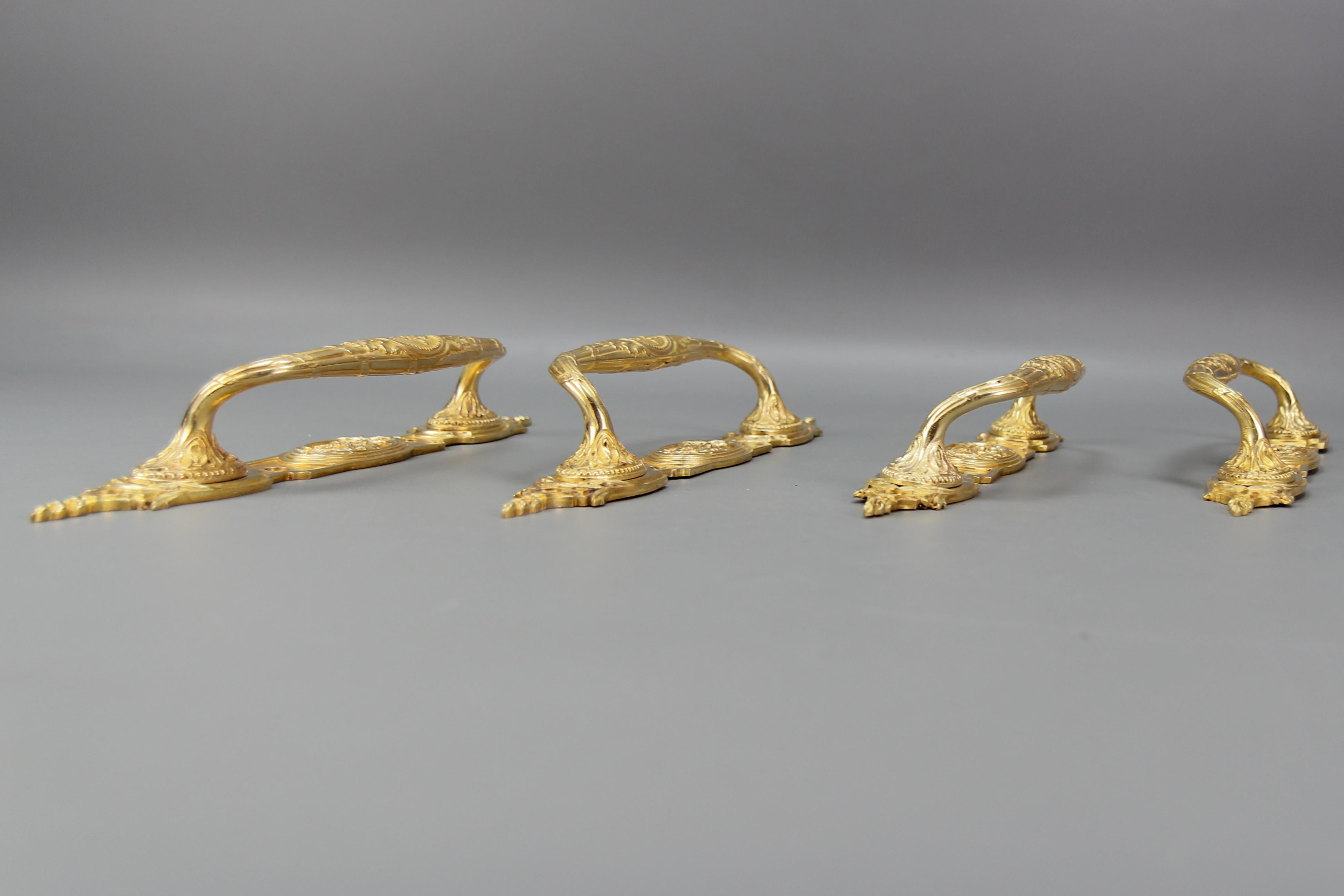 One Pair of Large Antique Louis XVI Style Bronze Door Handles, circa 1890 3