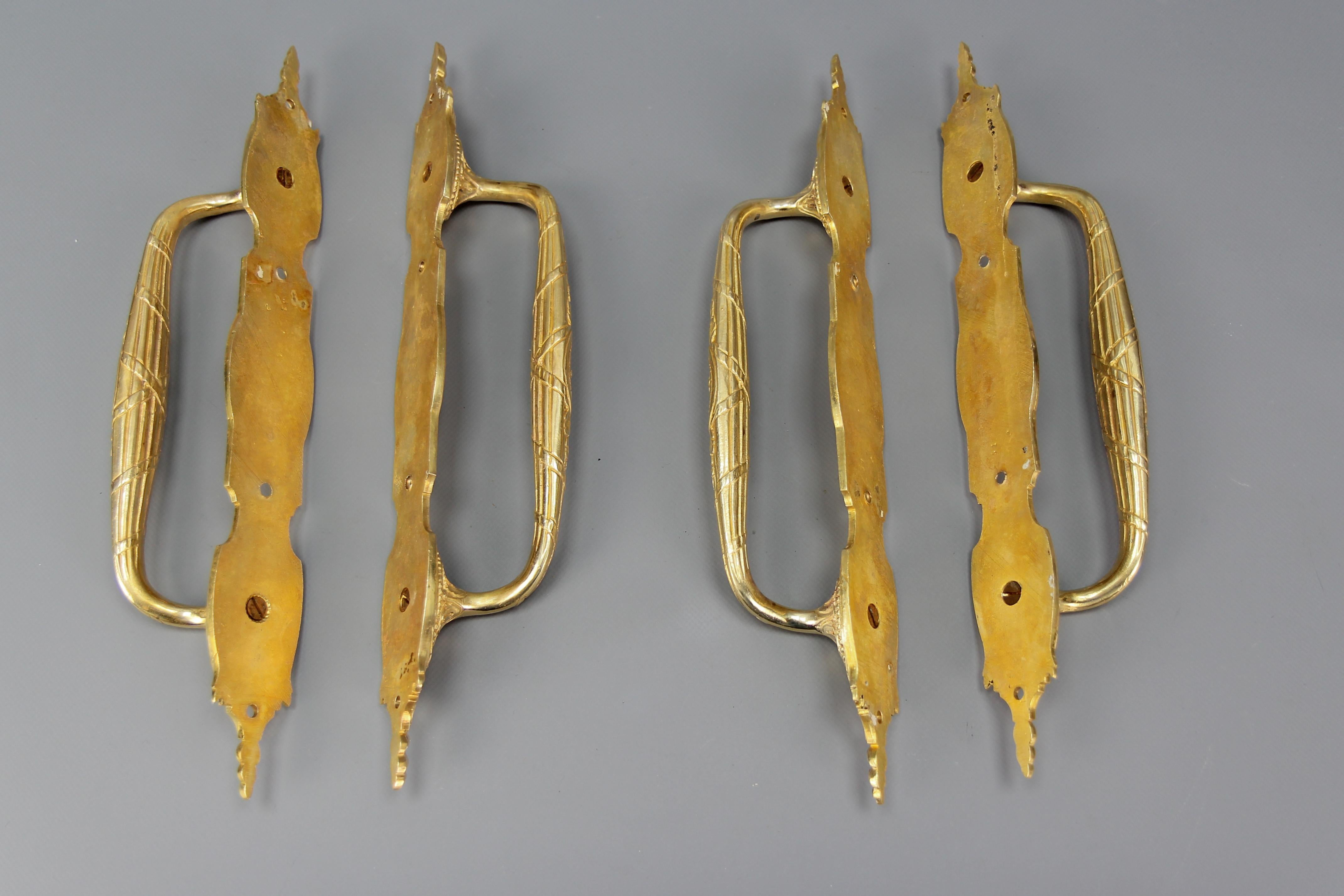 One Pair of Large Antique Louis XVI Style Bronze Door Handles, circa 1890 4