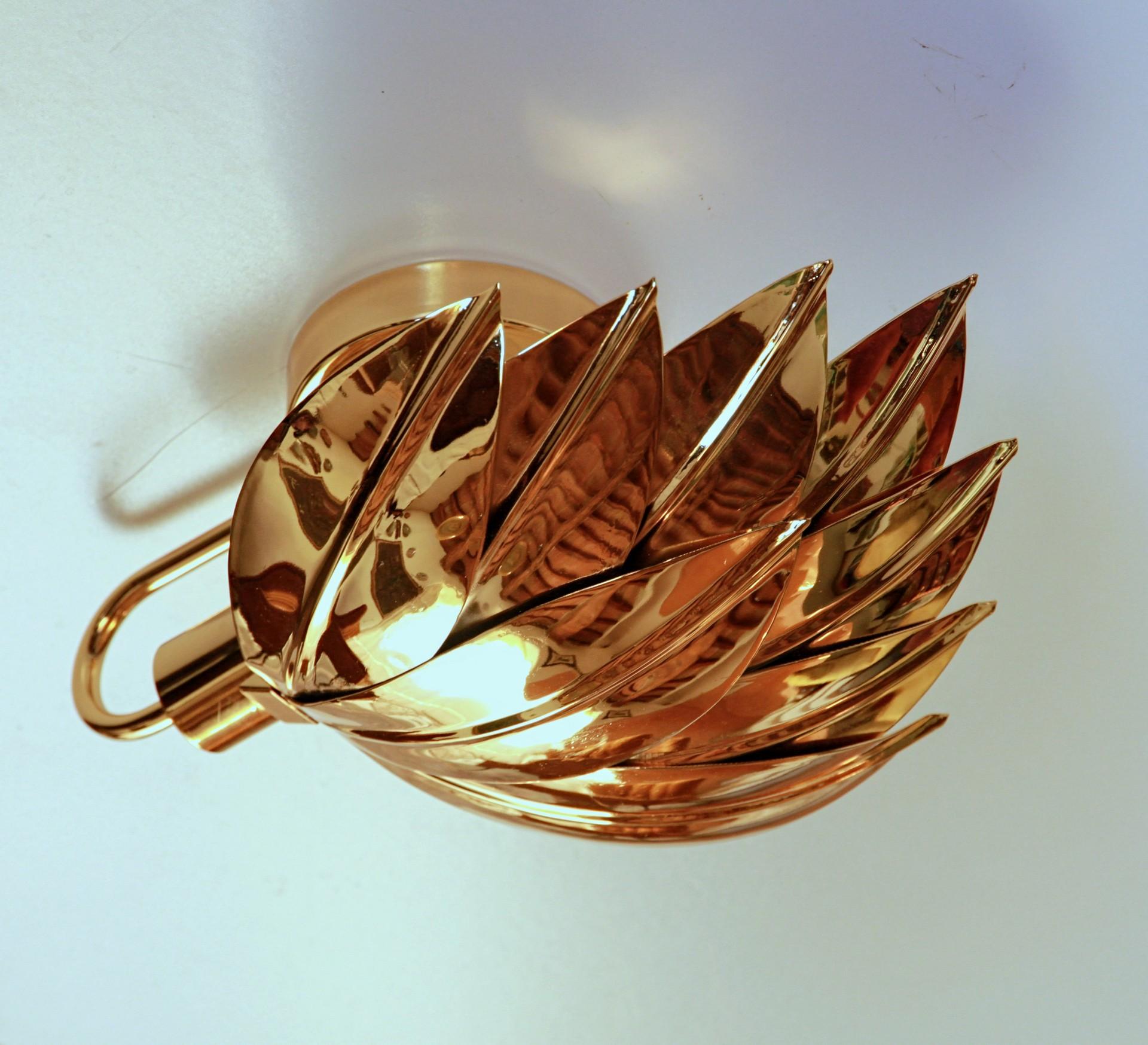 Two Pairs of Large Brass Gilded Palm Sconces, Maison Jansen Attribution For Sale 9