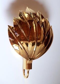 Two Pairs of Large Brass Gilded Palm Sconces, Maison Jansen Attribution