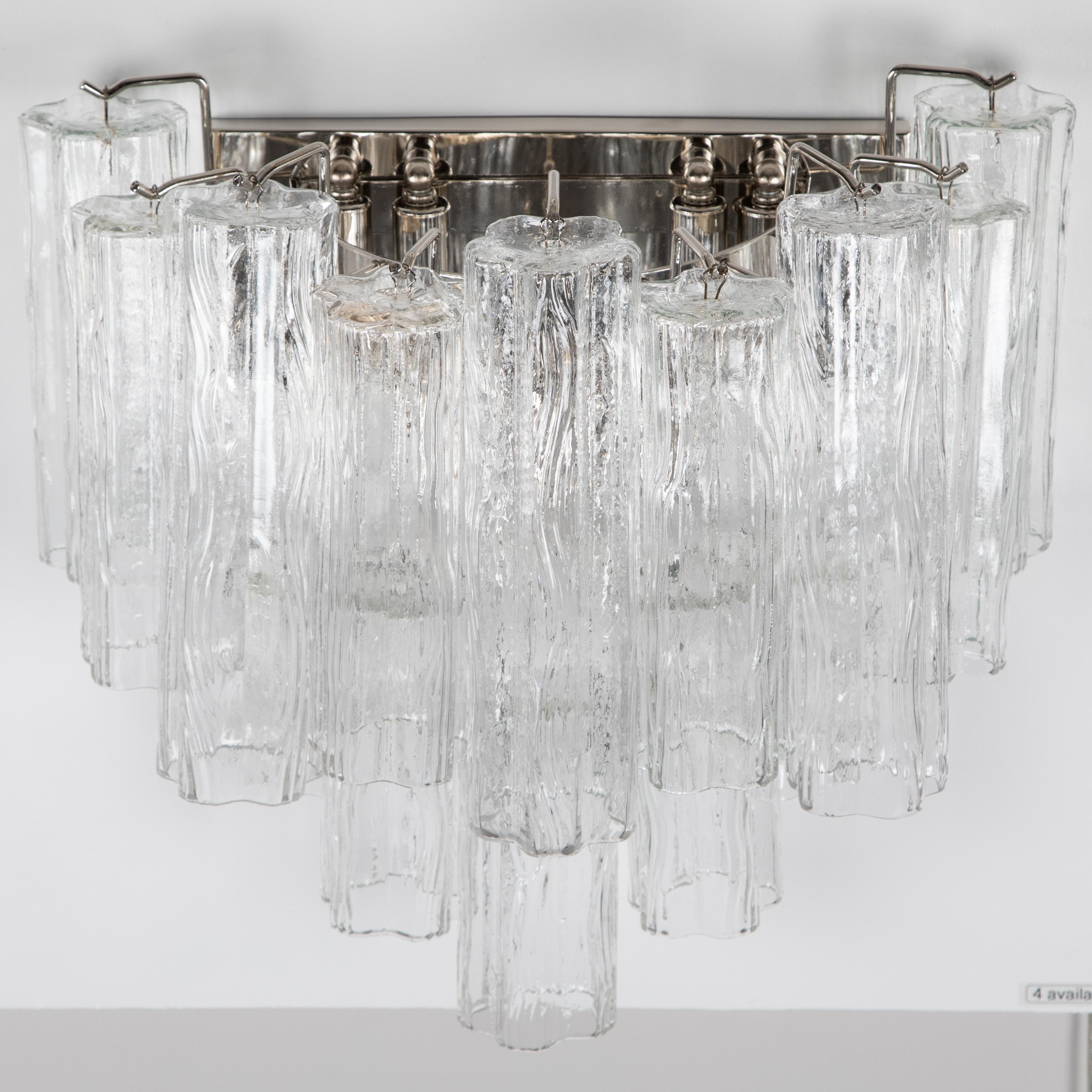 Italian Pair of Large Murano Tronchi Sconces, circa 1970s For Sale