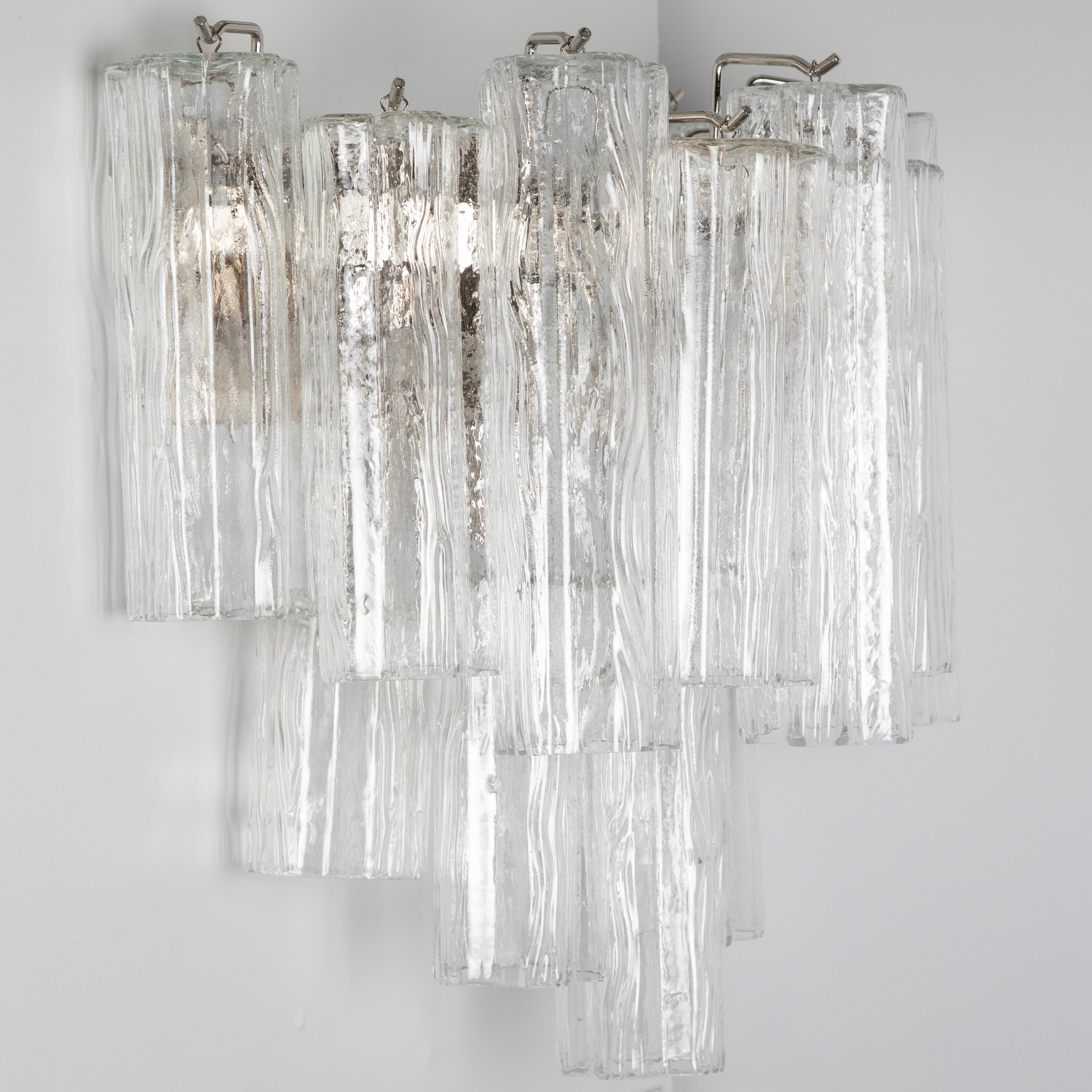 Late 20th Century Pair of Large Murano Tronchi Sconces, circa 1970s For Sale