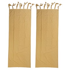 Elegant Long Yellow Silk Curtains, Machine-Made, Modern Style, Italy
