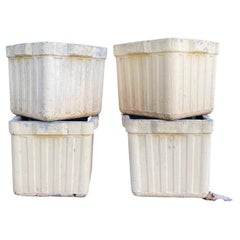 Two Pairs of Medium-Sized Square Ribbed Planters by Willy Guhl
