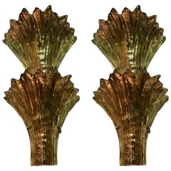 Two Pairs of Midcentury Italian Barovier & Toso Style Glass Sconces