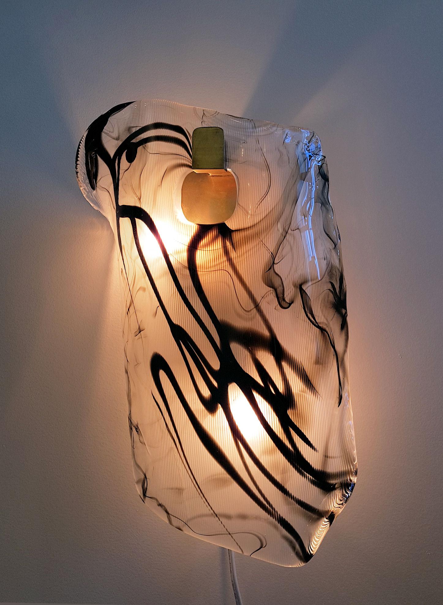 Italian Two Pairs of Murano Glass Mid-Century Modern Wall Sconces, Mazzega style, 1970s