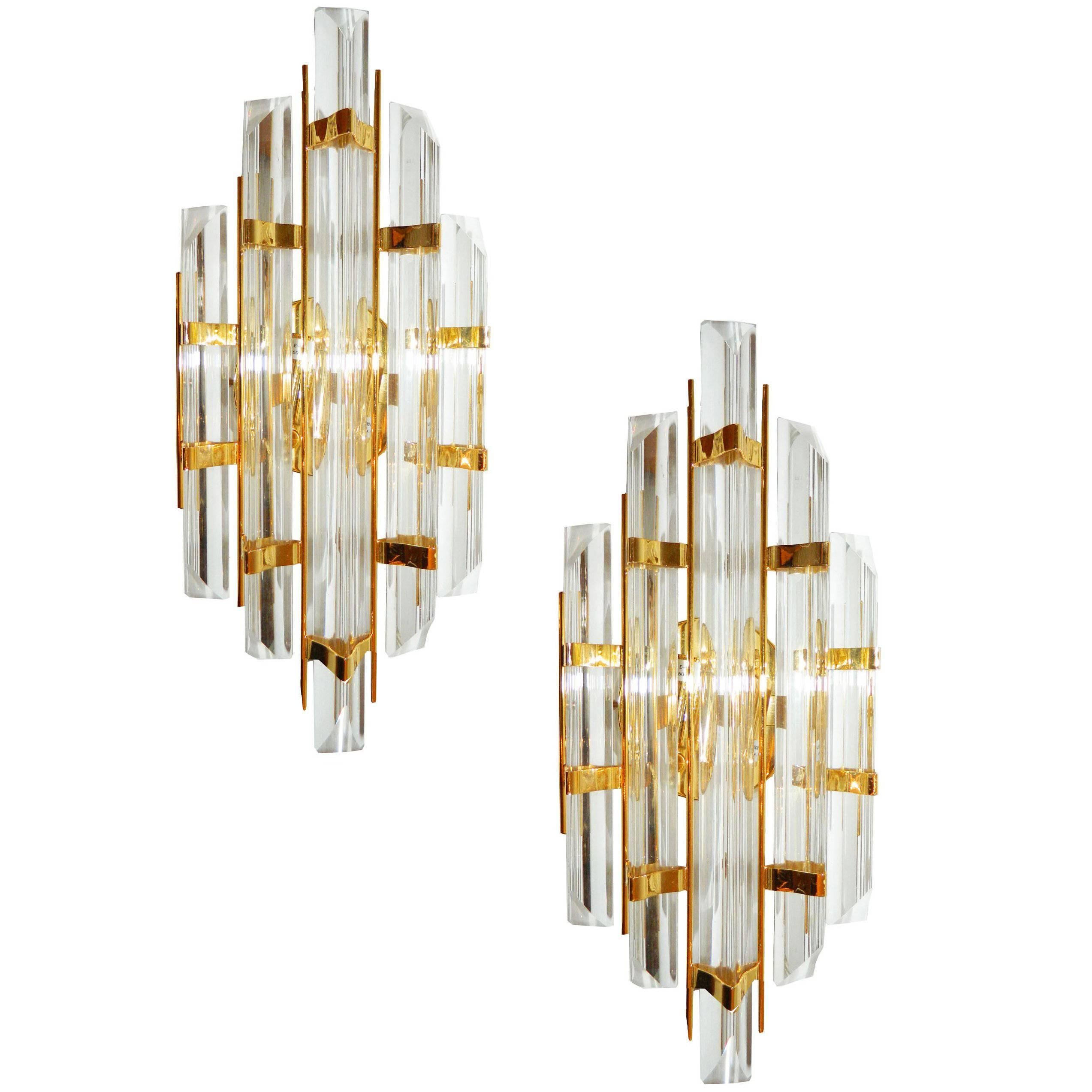 Two Pairs of Murano Glass Sconces, Attributed to Venini, Priced by Pair