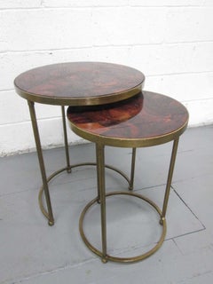 Two Pairs of Parchment Top Nest of Tables