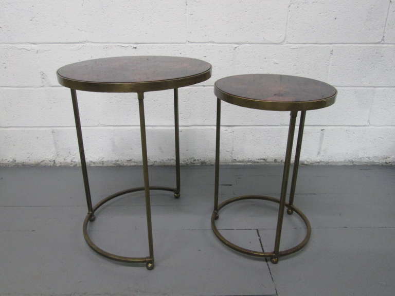 Lacquered Two Pairs of Parchment Top Nest of Tables For Sale