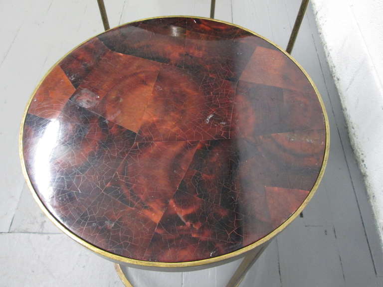 Steel Two Pairs of Parchment Top Nest of Tables For Sale