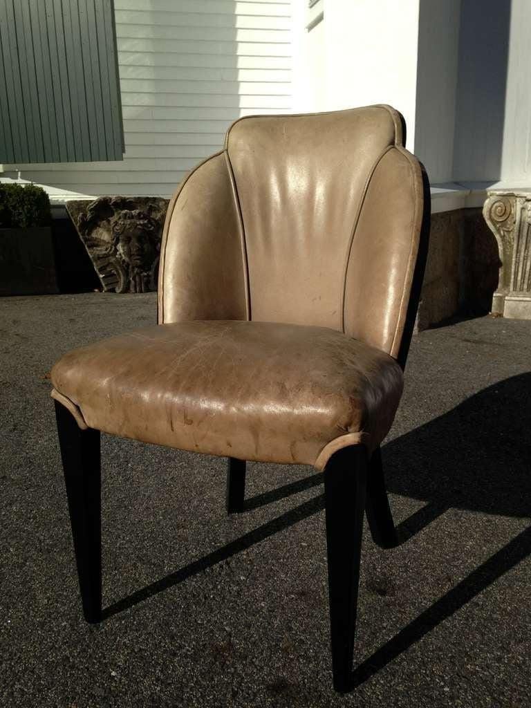 Two pairs of period Art Deco ebonized side chairs.

-- Tapered Legs
-- Comfortable and Well Proportioned

-- Two pairs available. $ 2800 per pair.