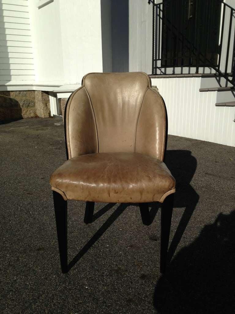 French Two Pairs of Period Art Deco Ebonized Side Chairs For Sale