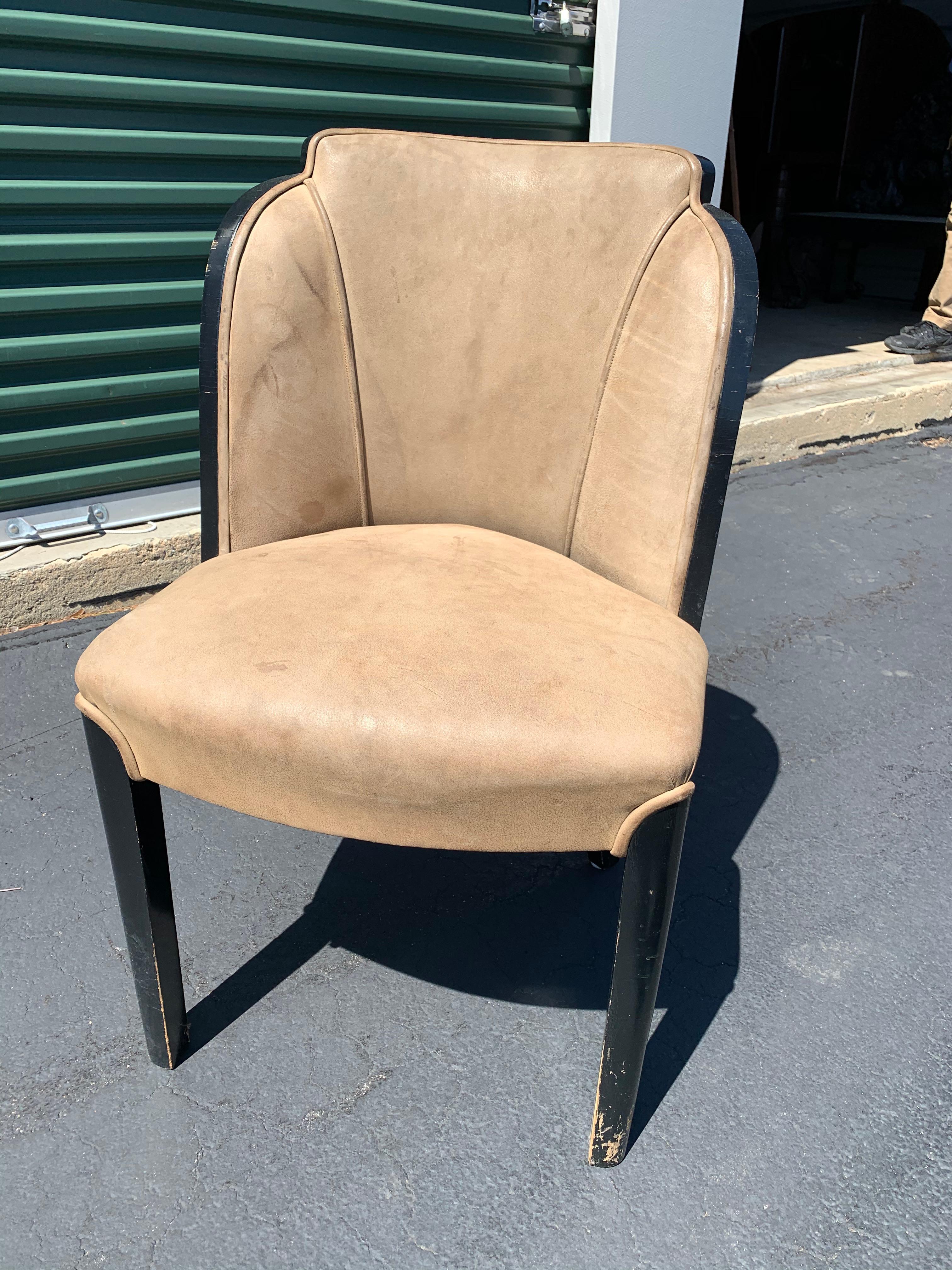 Two Pairs of Period Art Deco Ebonized Side Chairs In Good Condition For Sale In Essex, MA