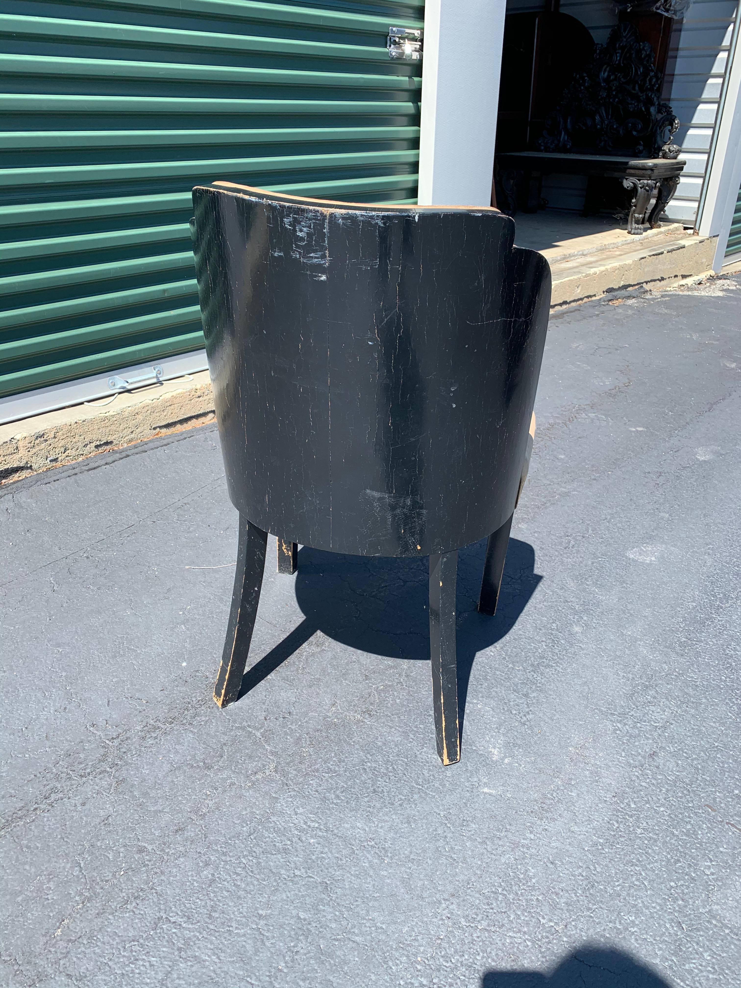 20th Century Two Pairs of Period Art Deco Ebonized Side Chairs For Sale